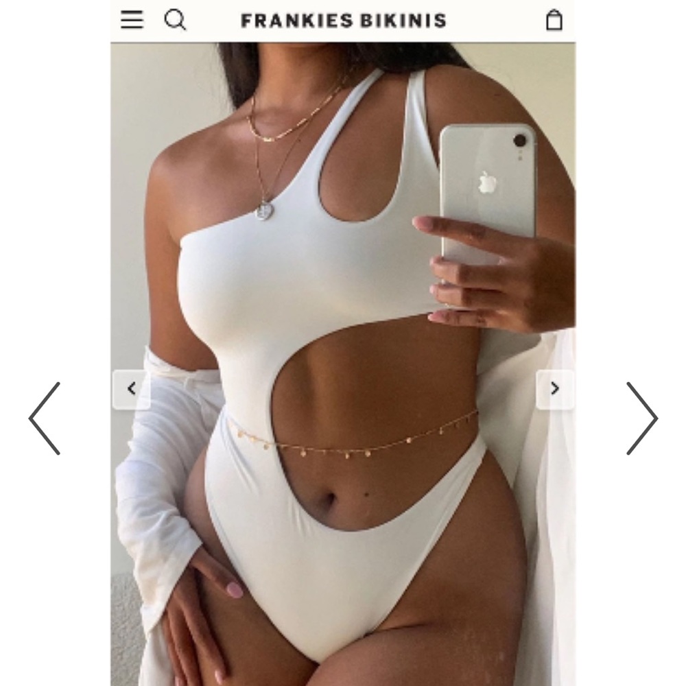 Frankie’s Bikinis Makie One Piece White Swimsuit